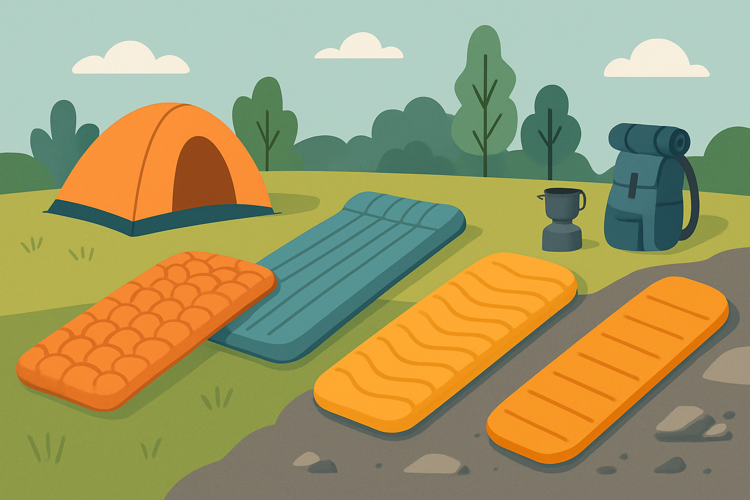 Comparaison visuelle des matelas gonflables adaptés à différents types de camping