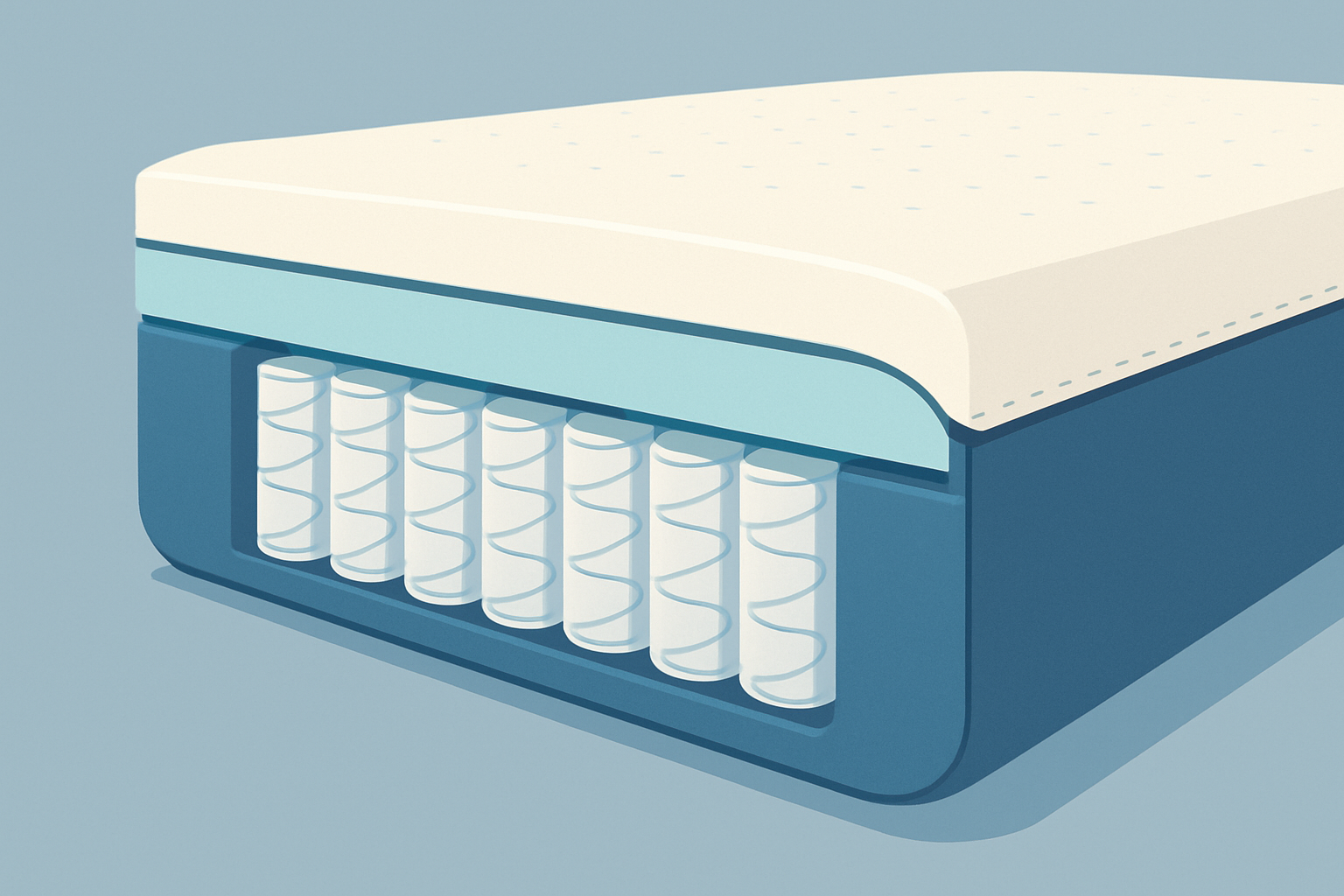Vue en coupe du Matelas Hybride 2 de Emma montrant les différentes couches et la technologie de ressorts ensachés
