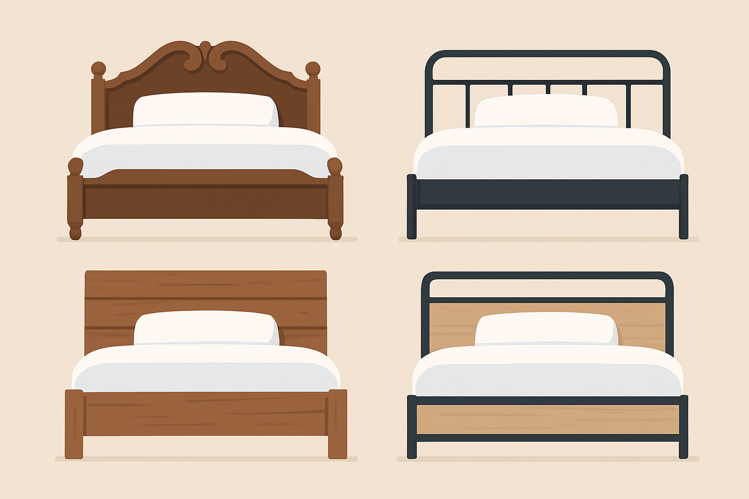 Exemples de différents styles de pieds de lit pour inspirer votre choix déco.