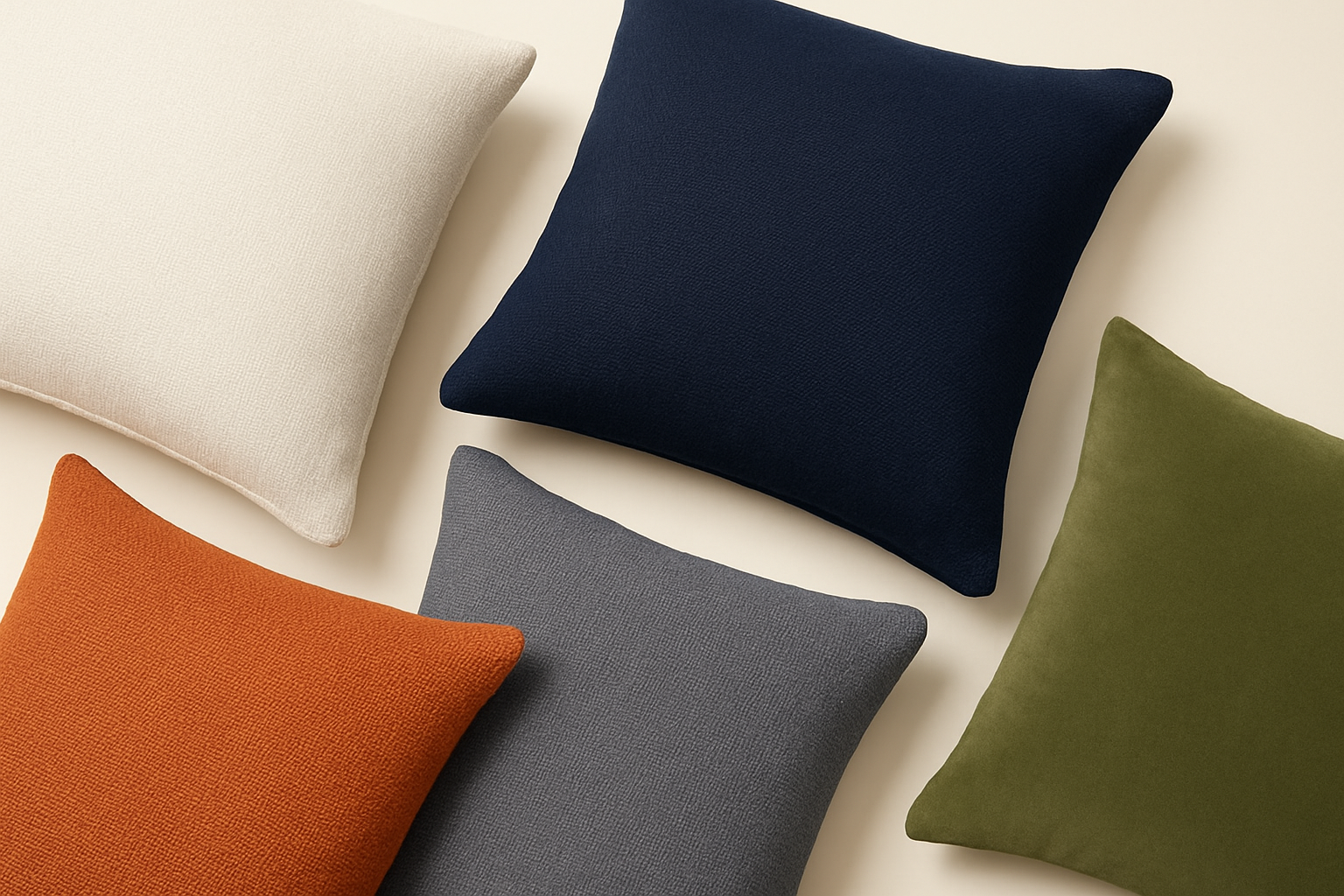 Différents types de housses pour coussin de canapé mettant en lumière les textures et la qualité de couture.