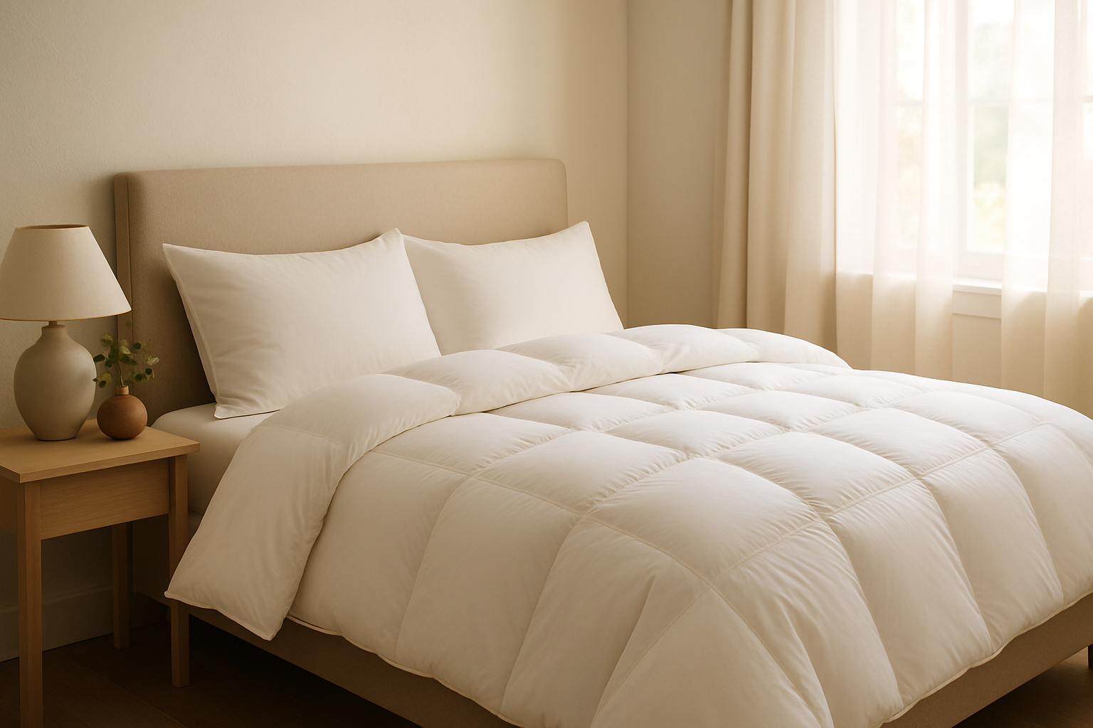 Chambre élégante avec une couette en plume d