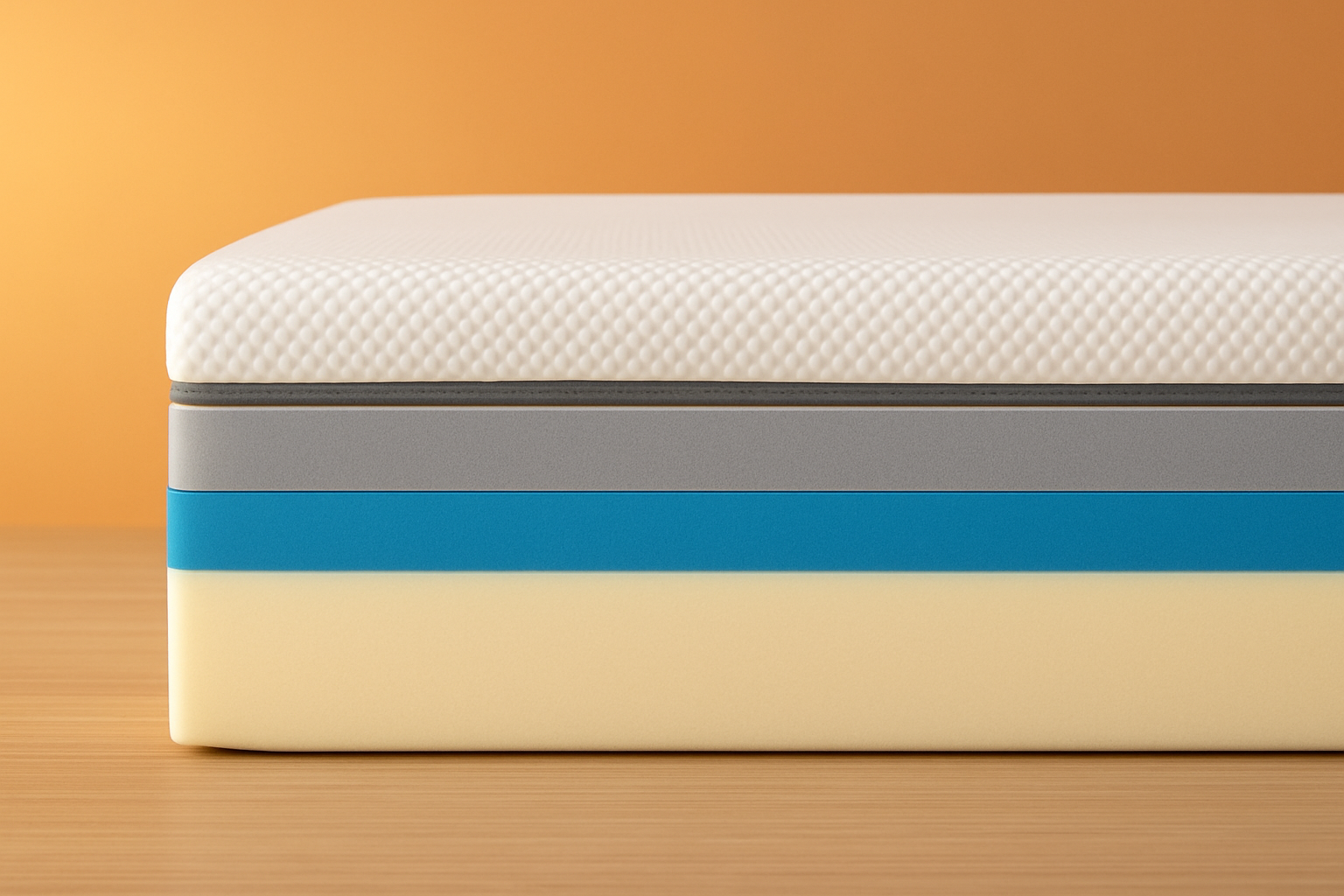 Rendu détaillé des couches du matelas Emma Original 140x190 illustrant sa composition multi-couches innovante.