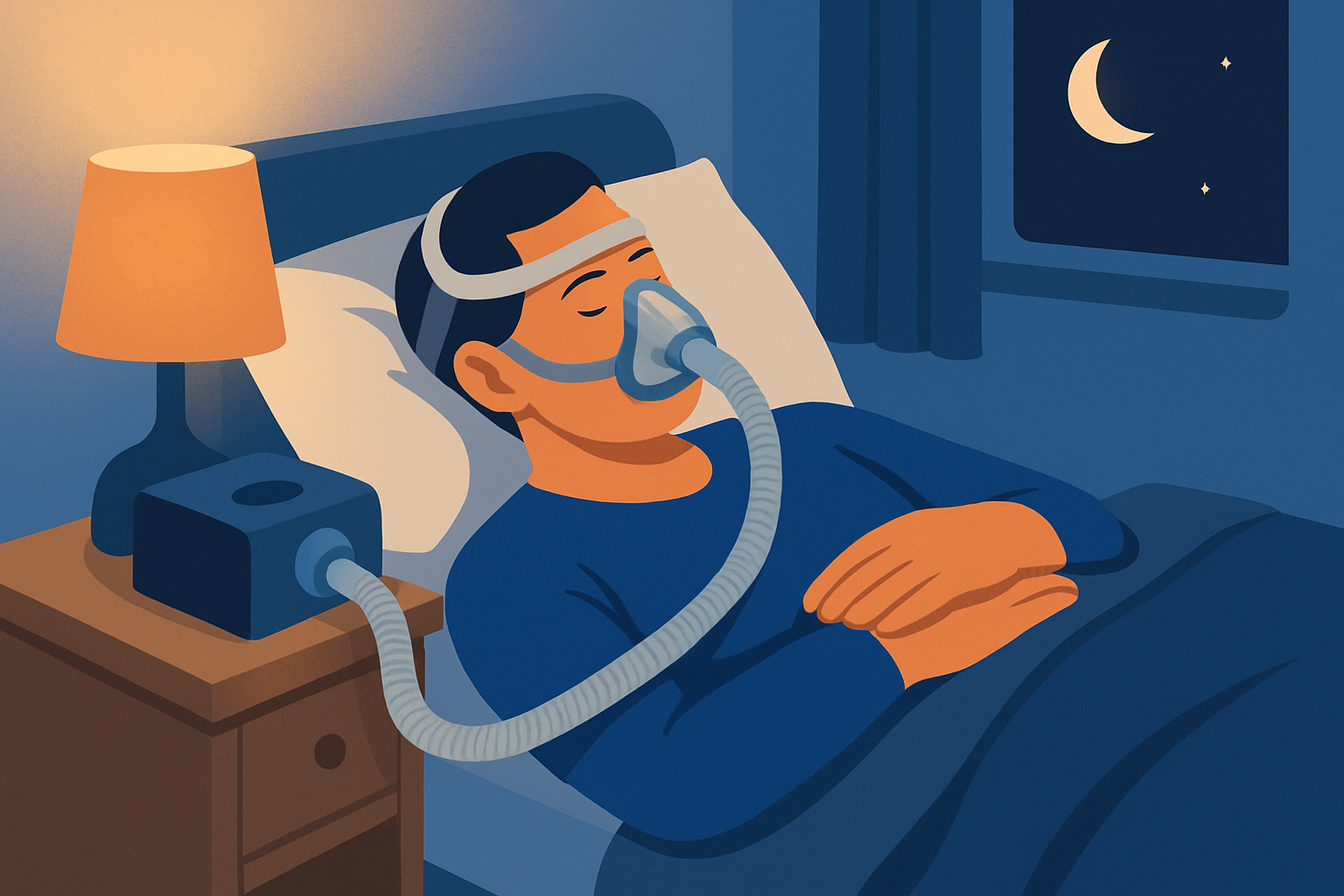 Dispositif CPAP utilisé par un patient pour traiter l’apnée du sommeil